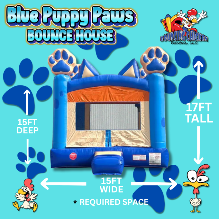 Blue Puppy Paws Bounce House