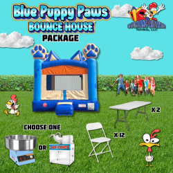 Blue Puppy Paws Bounce House Package