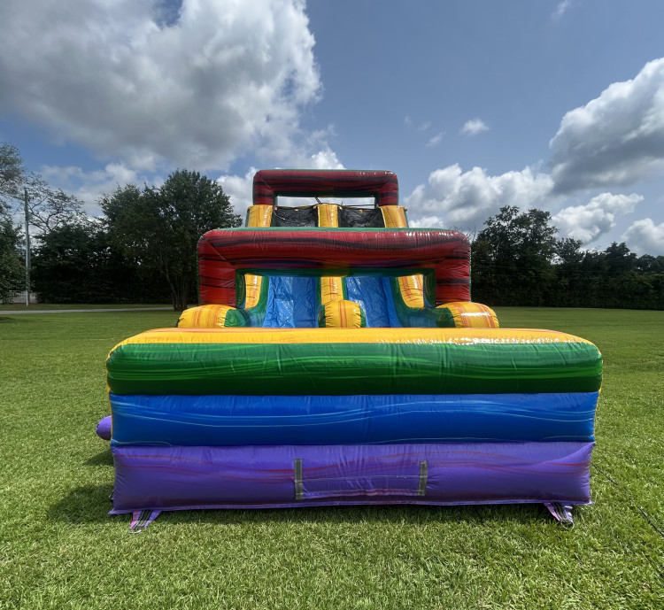 Back view of the 62' 2-Piece Obstacle Course set up on a lawn, Milner, GA area