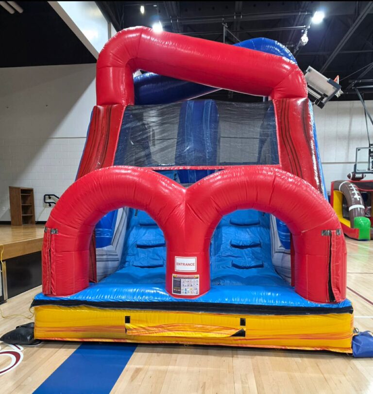 Rooster Rush Slide set up indoors in a gym, Milner, GA area